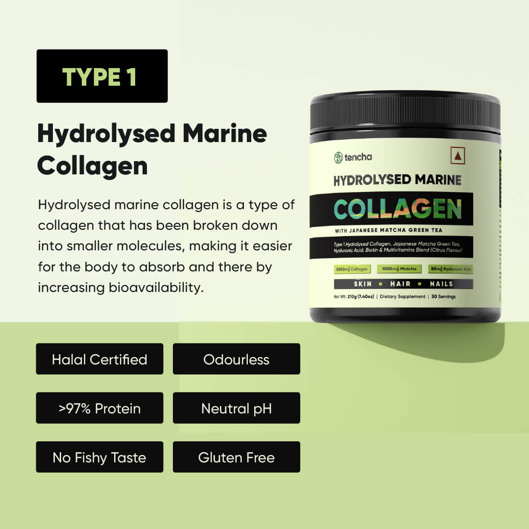 Marine Collagen | Hydrolysed Collagen, Japanese Matcha & Hyaluronic Acid Blend | With Japanese Matcha Green Tea