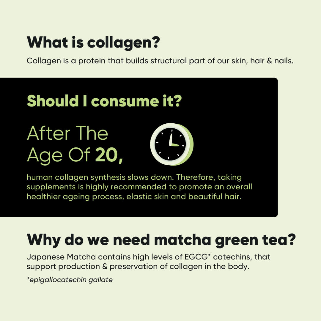 Marine Collagen | Hydrolysed Collagen, Japanese Matcha & Hyaluronic Acid Blend | With Japanese Matcha Green Tea