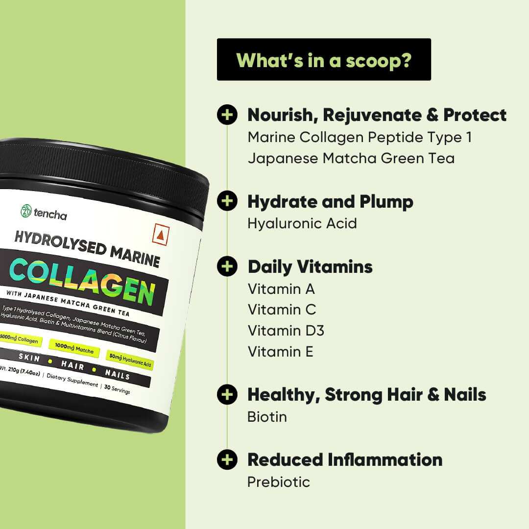 Marine Collagen | Hydrolysed Collagen, Japanese Matcha & Hyaluronic Acid Blend | With Japanese Matcha Green Tea